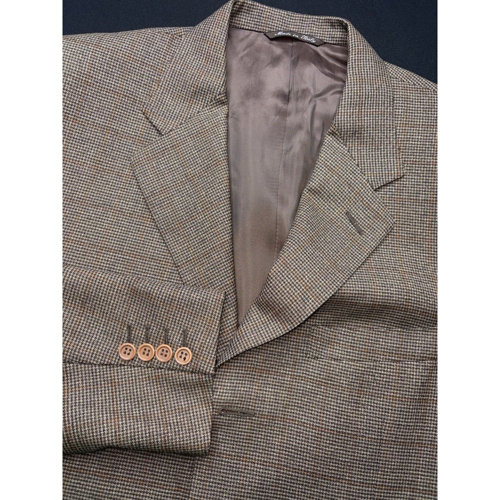 CANALI Mens 43S Pure Wool Windowpane‎ Blazer Sport Jacket Coat Brown *Read